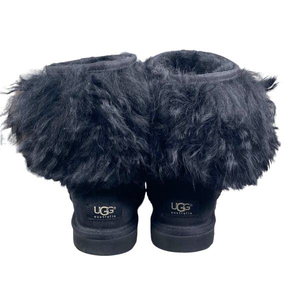 UGG Women’s Lida Mongolian Black Shearling Cuffed Fur Classic Boots Size US 6 - Picture 8 of 10